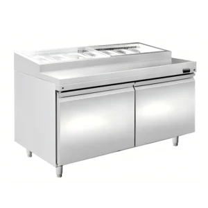 2 - Door Rear Mount Air - Cooled 5 x 13 - Pan Pizza Prep Refrigerators (Acrylic Lid) 1