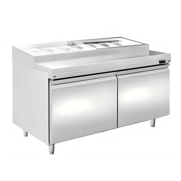 2 - Door Rear Mount Air - Cooled 5 x 13 - Pan Pizza Prep Refrigerators (Acrylic Lid) 1