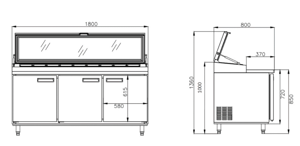 3-Door Rear Mount Air - Cooled 9 x 1/3 - Pan Pizza Prep Refrigerators (Acrylic Lid) 2 3 - Door Rear Mount Air - Cooled 9 x 1/3 - Pan Pizza Prep Refrigerators (Acrylic Lid)