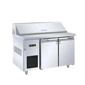 2 - Door Air - Cooled 6 x 1/3 - Pan Pizza Prep Refrigerators (Stainless Lid)