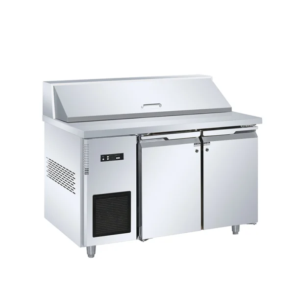 2 - Door Air - Cooled 6 x 1/3 - Pan Pizza Prep Refrigerators (Stainless Lid)