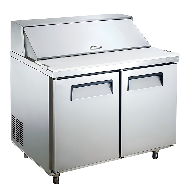 2-Door Rear Mount Air-Cooled 6 x 13-Pan Salad Refrigerators (Stainless Lid)