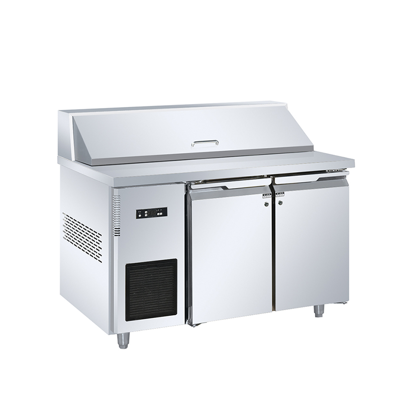 2 - Door Air - Cooled 6 x 1/3 - Pan Pizza Prep Refrigerators (Stainless Lid)