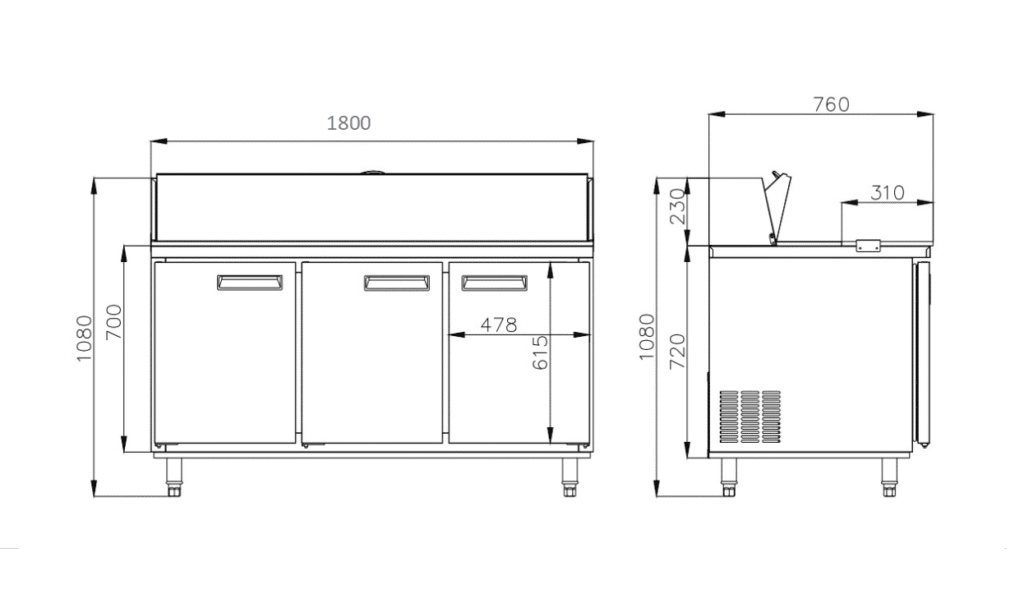 Countertop 6 x 1/3-Pan Salad Refrigerators 2 3-Door Rear Mount Air-Cooled 9 x 13-Pan Salad Refrigerators (Stainless Lid)2
