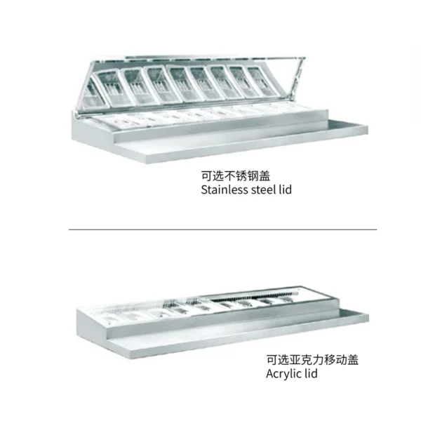 3-Door bottom mount Salad Refrigeration Counters With Curved Glass Lid 2