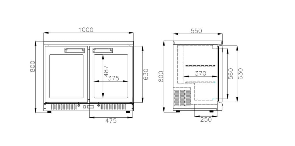 Air - Cooled 2 - Door Glass - Door Back Bar Refrigerators