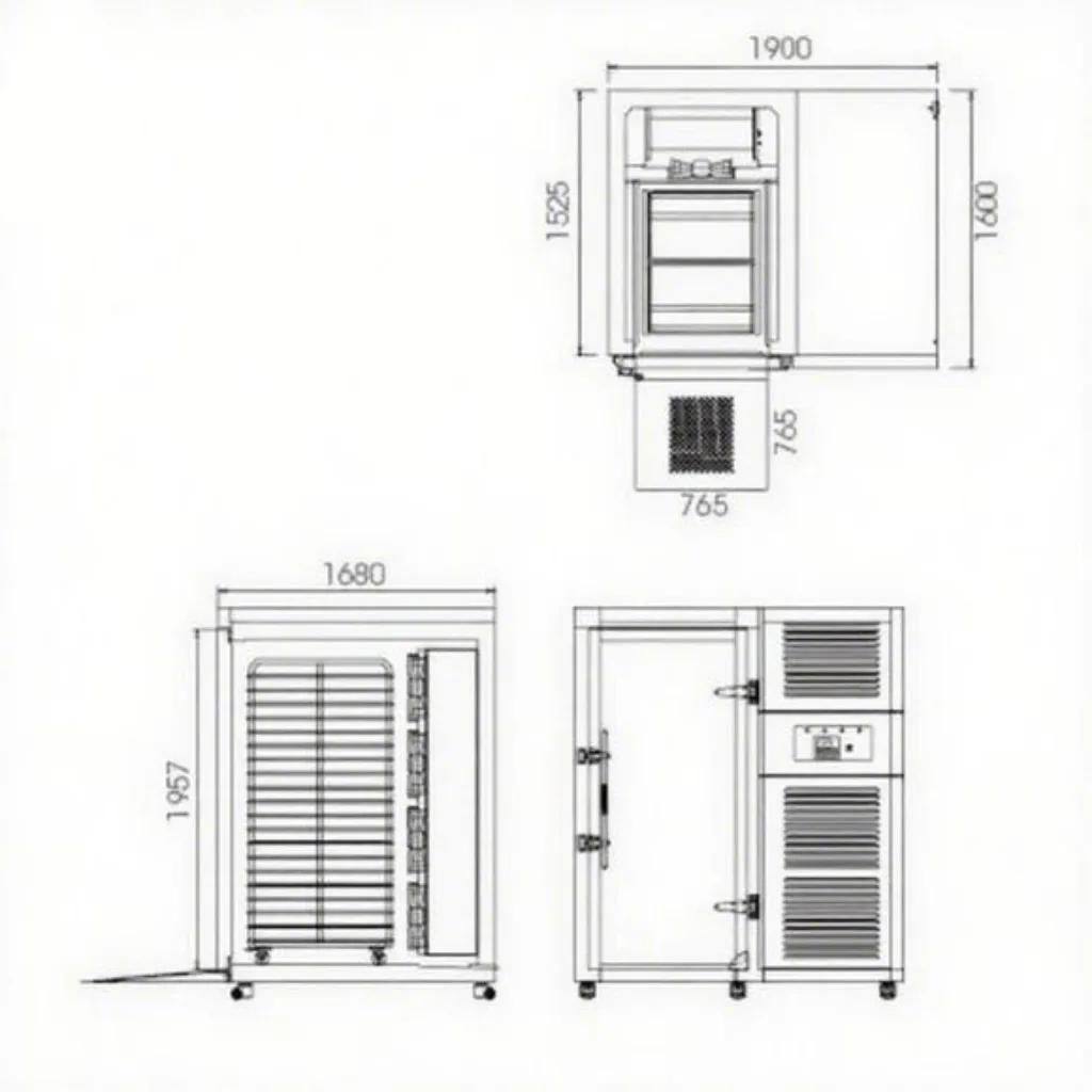 Technical Drawing: Single - Door Trolley Roll - in Blast Freezer (Dimensions & Layout)