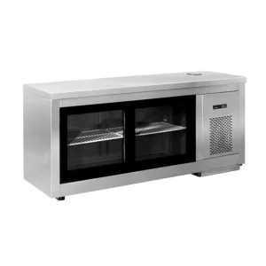 1500MM Air - Cooled Overhead Cabinet with Sliding Glass Doors, made of stainless steel with transparent sliding glass doors for displaying internal shelves