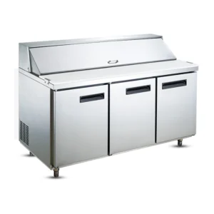 3-Door Rear Mount Air-Cooled 9 x 1/3-Pan Salad Refrigerators (Stainless Lid)