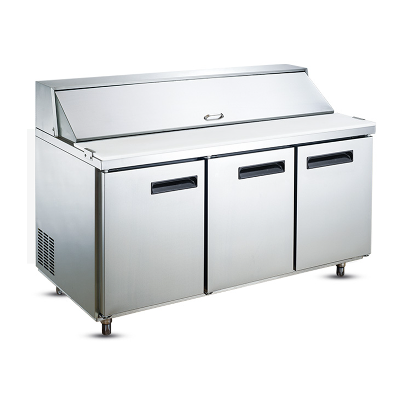 3-Door Rear Mount Air-Cooled 9 x 1/3-Pan Salad Refrigerators (Stainless Lid)