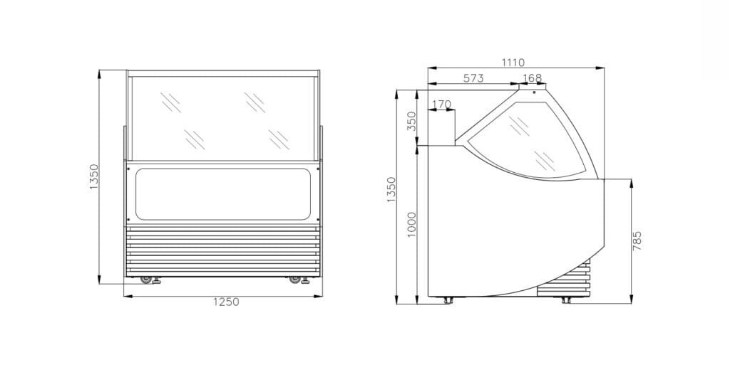 Ice Cream Display showcase with12 - pan Freezers